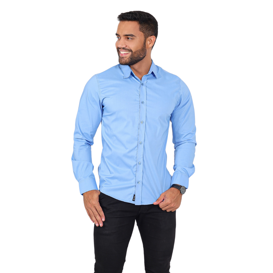 Camisa Microfibra Azul manga longa