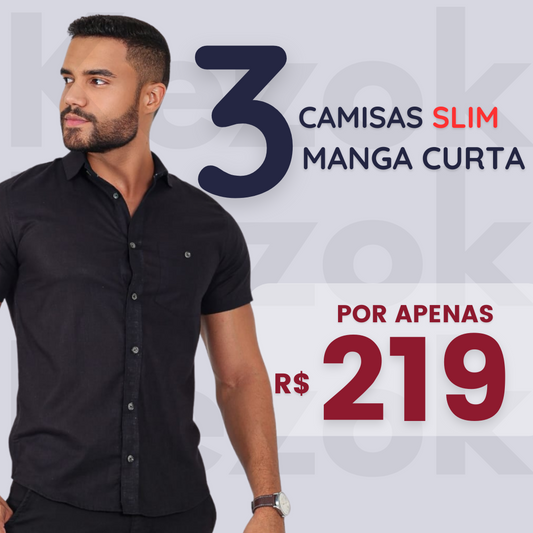 Camisa Slim Flex fit manga curta